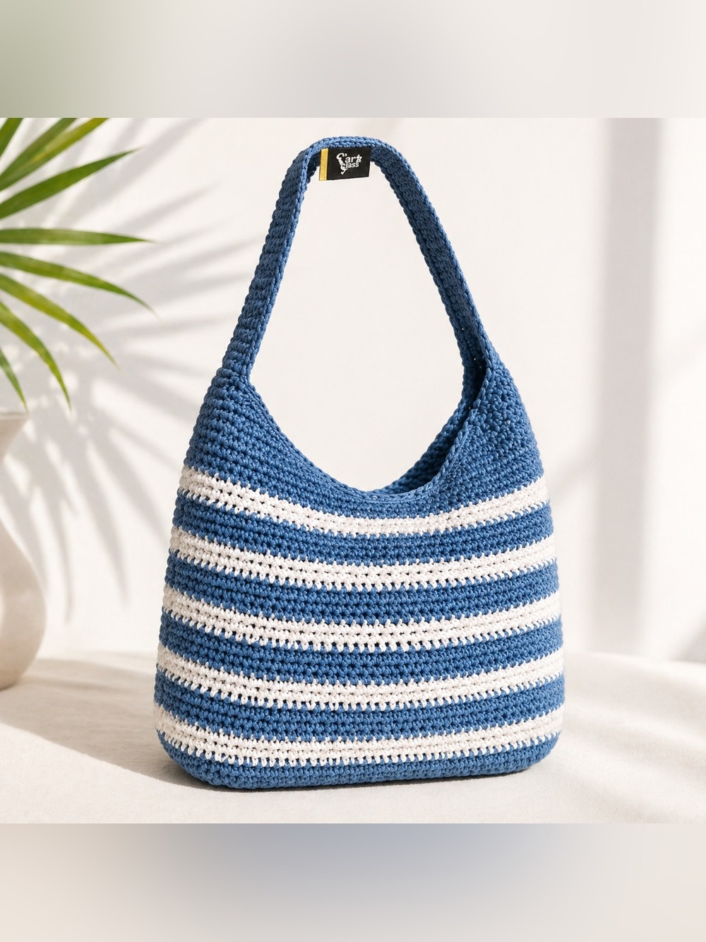 Art Class Blue White Striped Crochet Bag Tween Shoulder Purse NWT